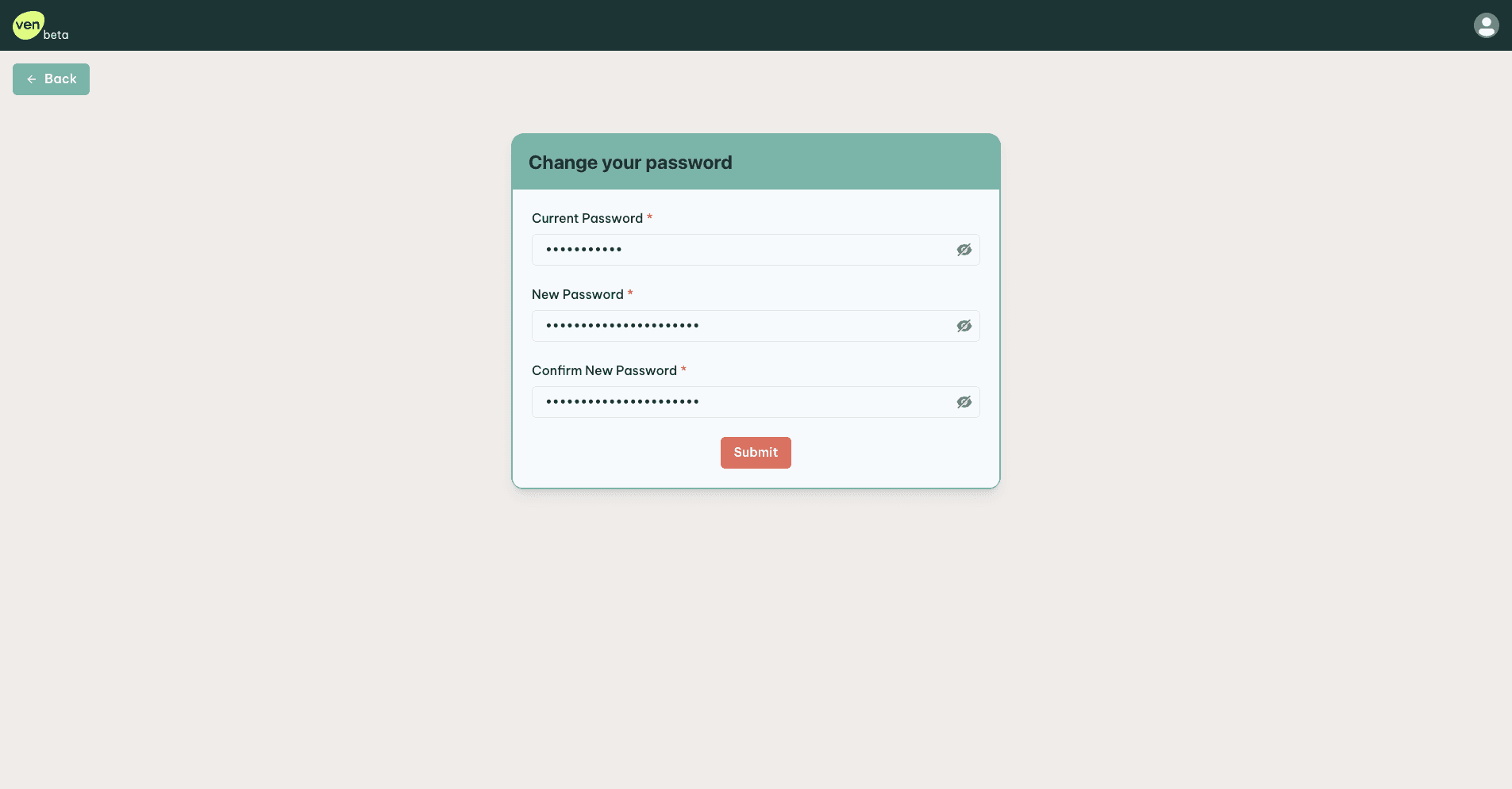 Change password page